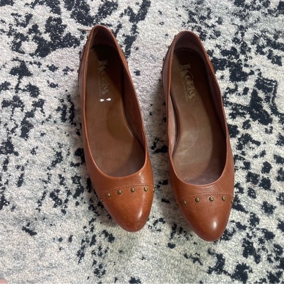 KorkEase Shoes Korks By Korkease Anabel Studded Cognac Leather Ballet Flats Poshmark